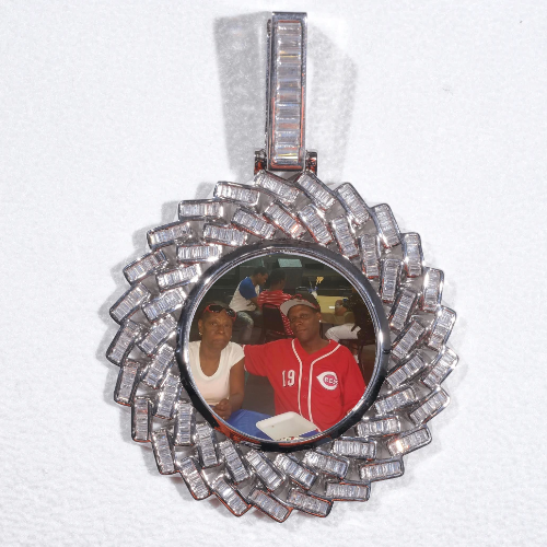 Large 3D Baguette Custom Picture Pendant