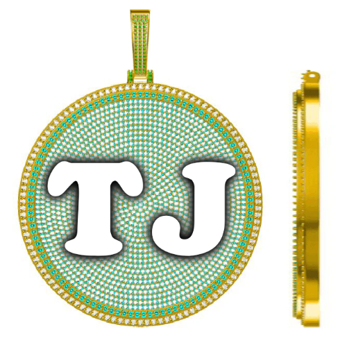 CUSTOM LETTER NECKLACE 3D BIG DISC