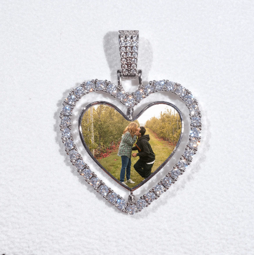 3D Spinning 2-Faced Heart Custom Picture Pendant