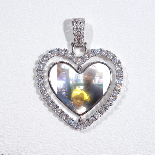3D Spinning 2-Faced Heart Custom Picture Pendant