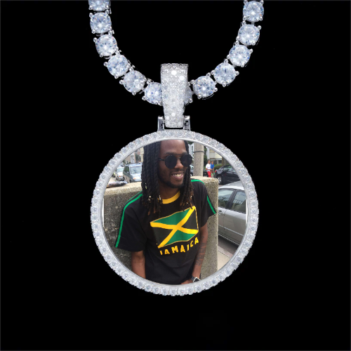 925S & VVS Moissanite 3D Circle Custom Picture Pendant