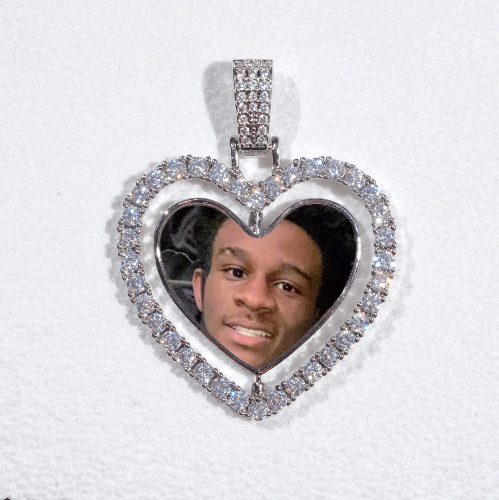 3D Spinning 2-Faced Heart Custom Picture Pendant