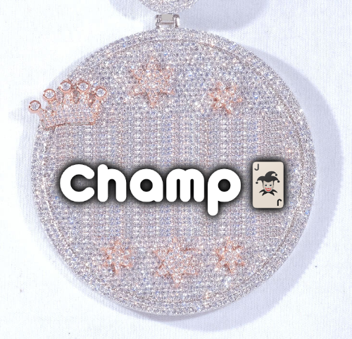 CUSTOM LETTER NECKLACE 3D BIG CROWN DISC