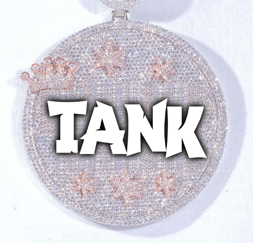 CUSTOM LETTER NECKLACE 3D BIG CROWN DISC