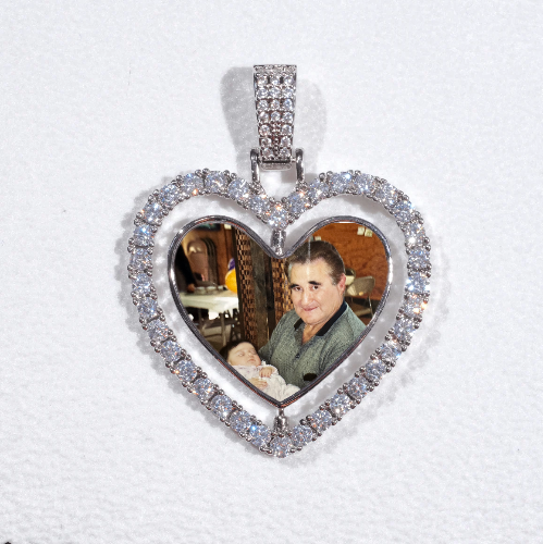 3D Spinning 2-Faced Heart Custom Picture Pendant
