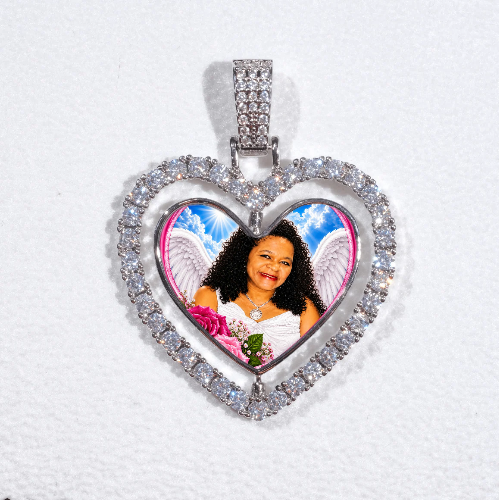 3D Spinning 2-Faced Heart Custom Picture Pendant