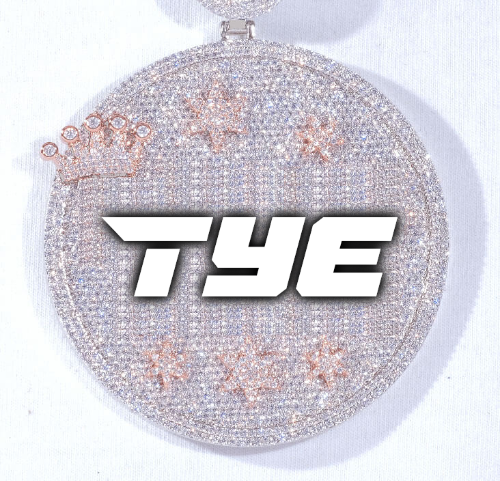 CUSTOM LETTER NECKLACE 3D BIG CROWN DISC