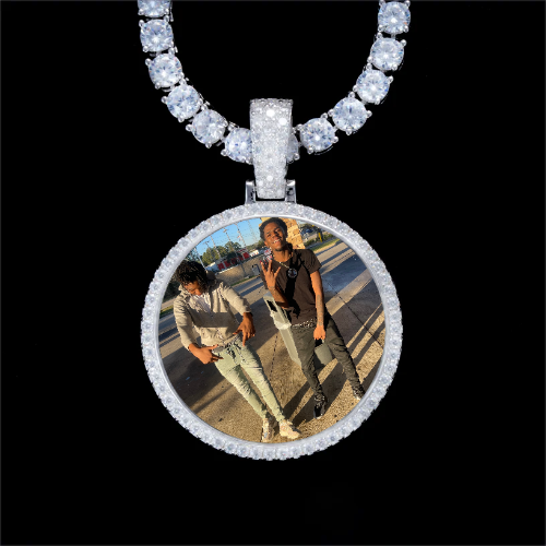 925S & VVS Moissanite 3D Circle Custom Picture Pendant