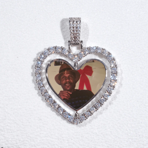 3D Spinning 2-Faced Heart Custom Picture Pendant