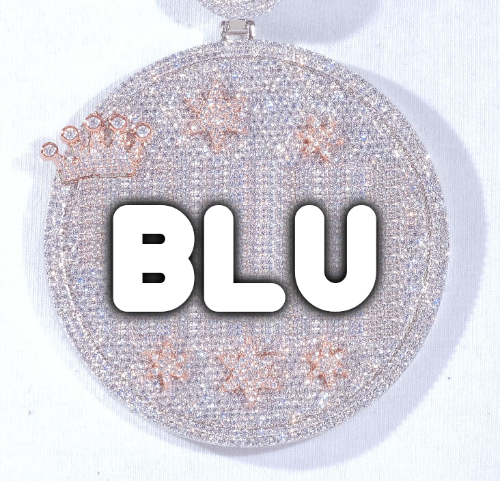 CUSTOM LETTER NECKLACE 3D BIG CROWN DISC