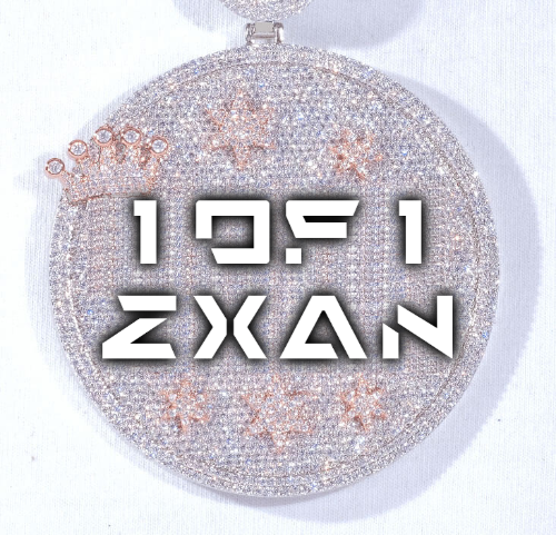 CUSTOM LETTER NECKLACE 3D BIG CROWN DISC