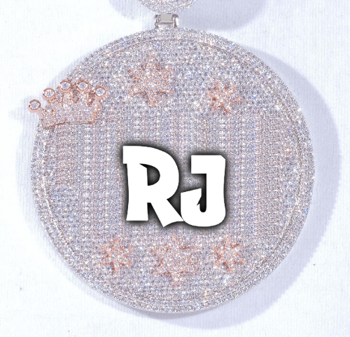 CUSTOM LETTER NECKLACE 3D BIG CROWN DISC
