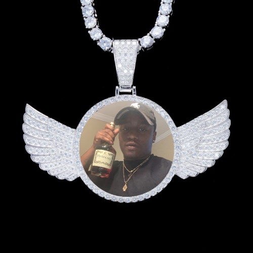 925S & VVS Moissanite 3D Wing Custom Picture Pendant