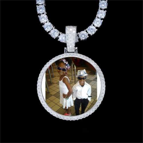 925S & VVS Moissanite 3D Circle Custom Picture Pendant