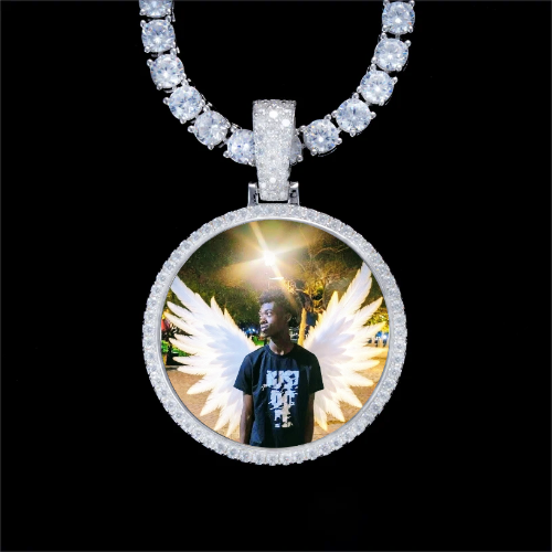 925S & VVS Moissanite 3D Circle Custom Picture Pendant