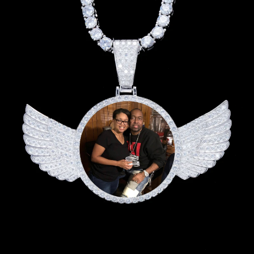 925S & VVS Moissanite 3D Wing Custom Picture Pendant