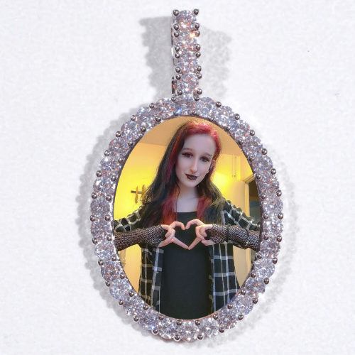 Large 3D Oval Custom Picture Pendant