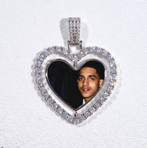 3D Spinning 2-Faced Heart Custom Picture Pendant