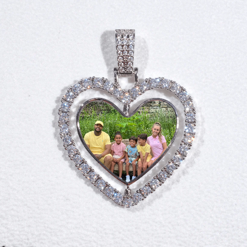 3D Spinning 2-Faced Heart Custom Picture Pendant