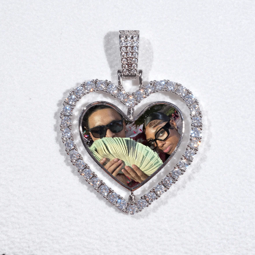 3D Spinning 2-Faced Heart Custom Picture Pendant