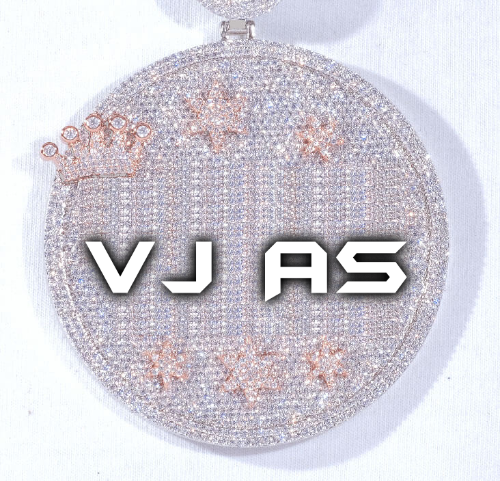 CUSTOM LETTER NECKLACE 3D BIG CROWN DISC
