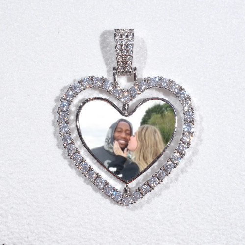 3D Spinning 2-Faced Heart Custom Picture Pendant