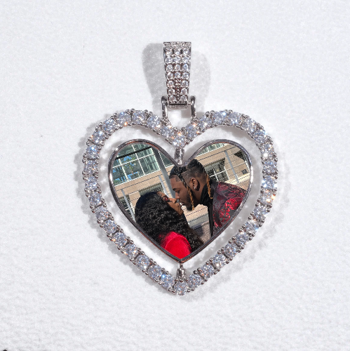 3D Spinning 2-Faced Heart Custom Picture Pendant