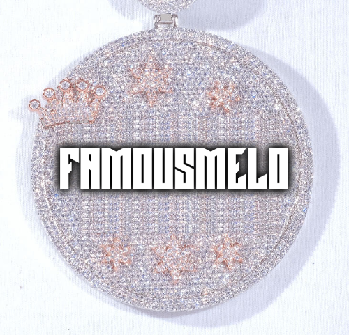 CUSTOM LETTER NECKLACE 3D BIG CROWN DISC