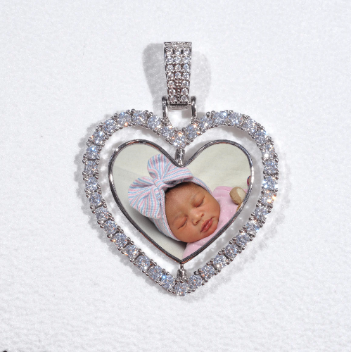 3D Spinning 2-Faced Heart Custom Picture Pendant