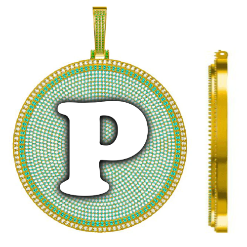 CUSTOM LETTER NECKLACE 3D BIG DISC