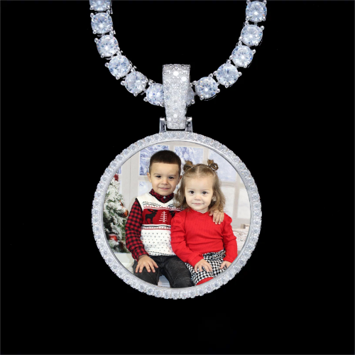 925S & VVS Moissanite 3D Circle Custom Picture Pendant