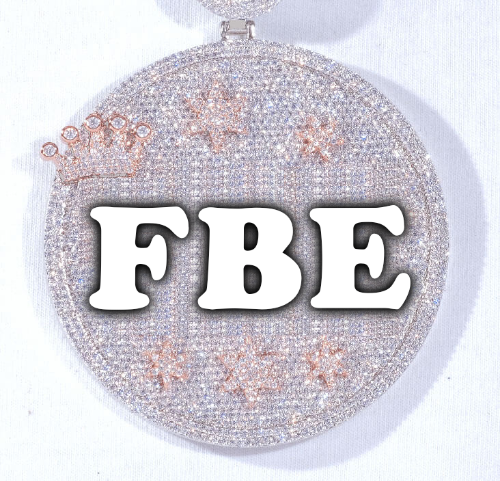 CUSTOM LETTER NECKLACE 3D BIG CROWN DISC