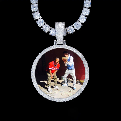 925S & VVS Moissanite 3D Circle Custom Picture Pendant