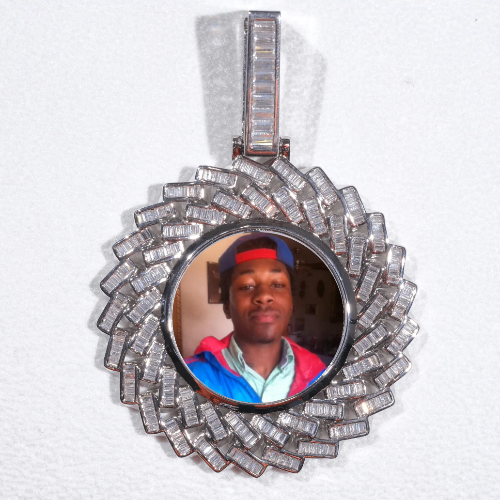 Large 3D Baguette Custom Picture Pendant