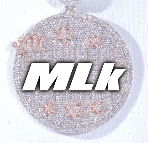 CUSTOM LETTER NECKLACE 3D BIG CROWN DISC