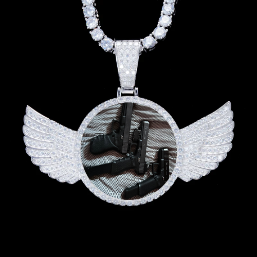 925S & VVS Moissanite 3D Wing Custom Picture Pendant