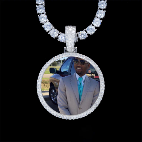 925S & VVS Moissanite 3D Circle Custom Picture Pendant