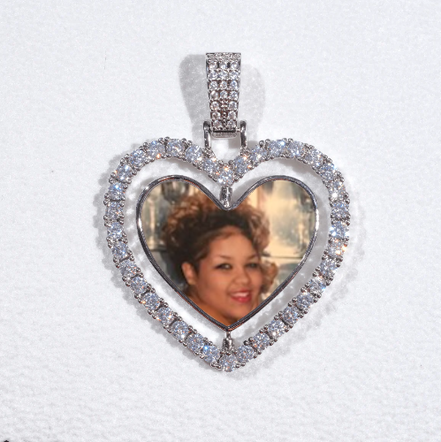 3D Spinning 2-Faced Heart Custom Picture Pendant