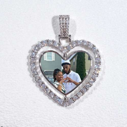3D Spinning 2-Faced Heart Custom Picture Pendant