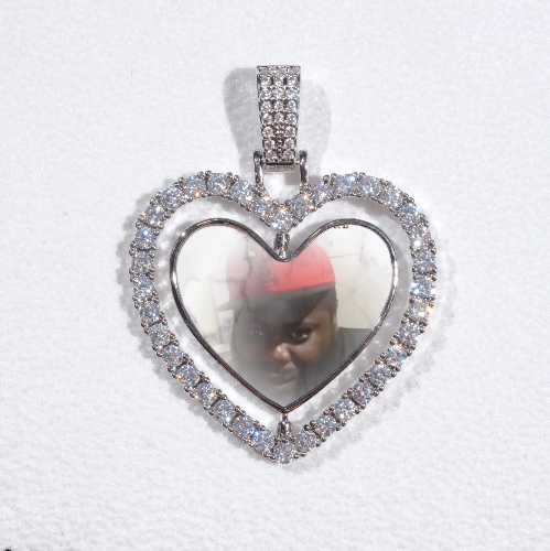3D Spinning 2-Faced Heart Custom Picture Pendant