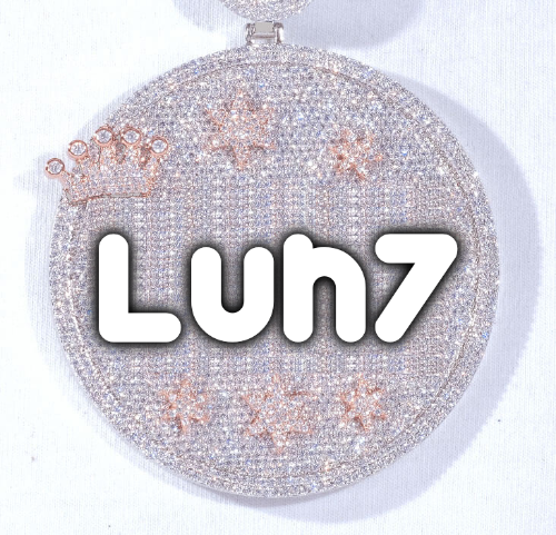 CUSTOM LETTER NECKLACE 3D BIG CROWN DISC
