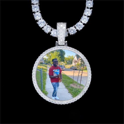 925S & VVS Moissanite 3D Circle Custom Picture Pendant
