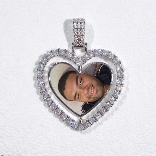 3D Spinning 2-Faced Heart Custom Picture Pendant