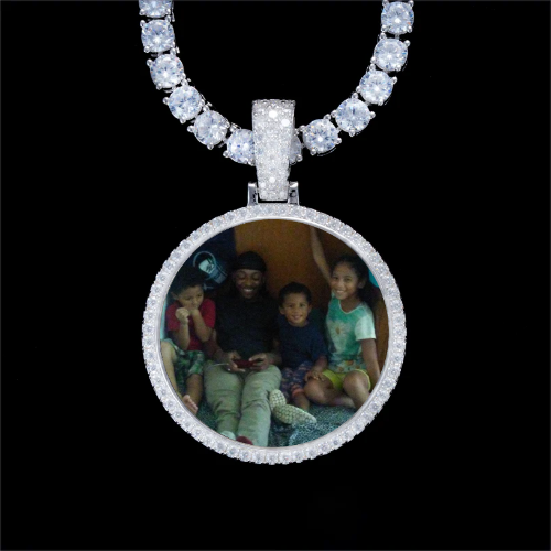 925S & VVS Moissanite 3D Circle Custom Picture Pendant