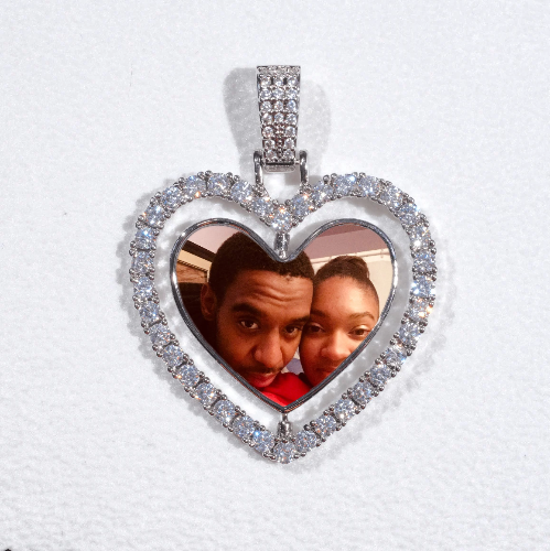 3D Spinning 2-Faced Heart Custom Picture Pendant