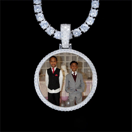 925S & VVS Moissanite 3D Circle Custom Picture Pendant