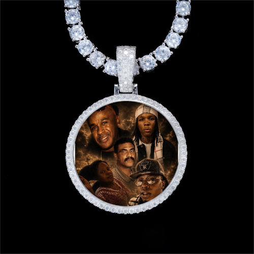 925S & VVS Moissanite 3D Circle Custom Picture Pendant
