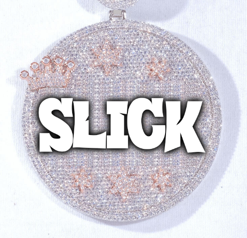 CUSTOM LETTER NECKLACE 3D BIG CROWN DISC