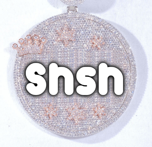CUSTOM LETTER NECKLACE 3D BIG CROWN DISC