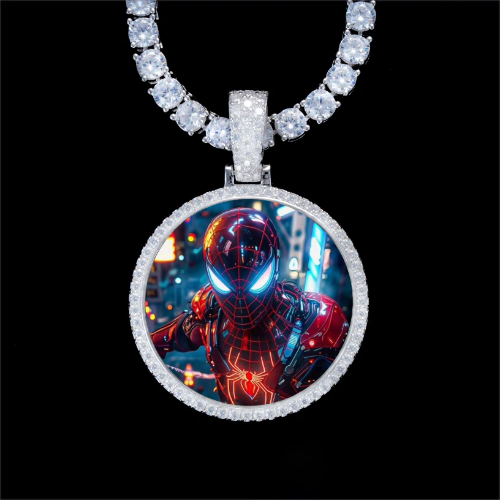 925S & VVS Moissanite 3D Circle Custom Picture Pendant